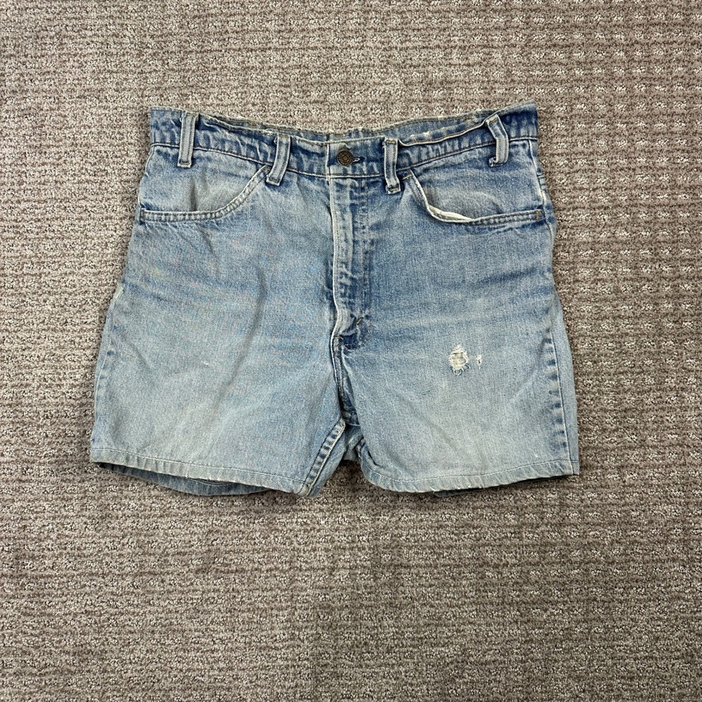 Vintage Levis Orange Tab High Waisted Denim Shorts Light Wash Cut Offs 31 Waist